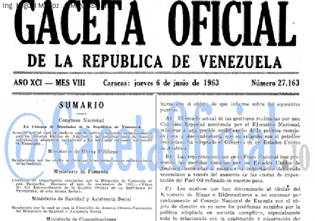 Gaceta Oficial 27163 del 6 Junio 1963