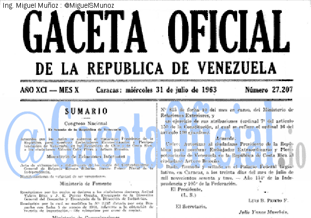Gaceta Oficial 27207 del 31 Julio 1963