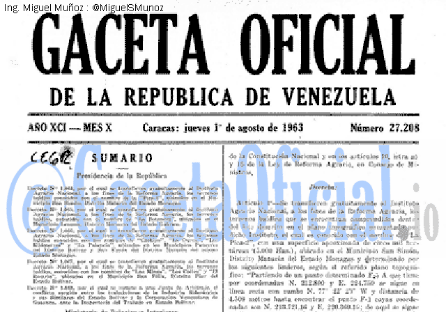 Gaceta Oficial 27208 del 1 Agosto 1963