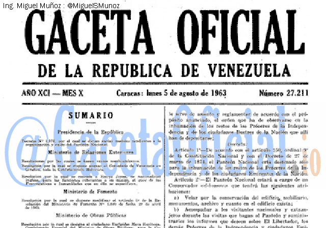 Gaceta Oficial 27211 del 5 Agosto 1963