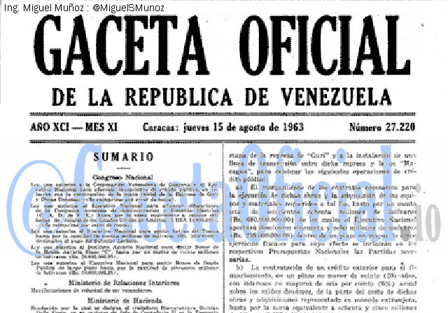 Gaceta Oficial 27220 del 15 Agosto 1963