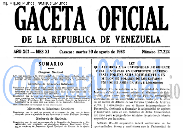 Gaceta Oficial 27224 del 20 Agosto 1963