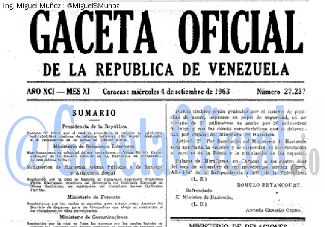 Gaceta Oficial 27237 del 4 Septiembre 1963