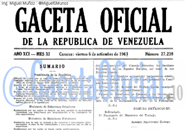Gaceta Oficial 27239 del 6 Septiembre 1963