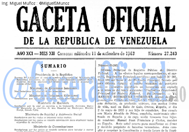Gaceta Oficial 27243 del 11 Septiembre 1963