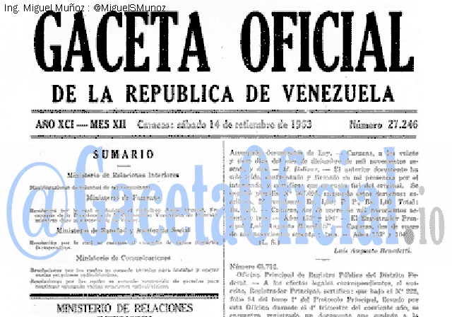 Gaceta Oficial 27246 del 14 Septiembre 1963