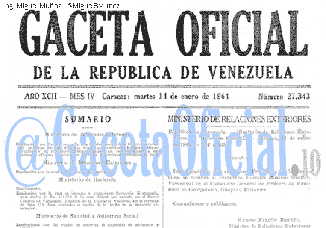 Gaceta Oficial 27343 del 14 Enero 1964