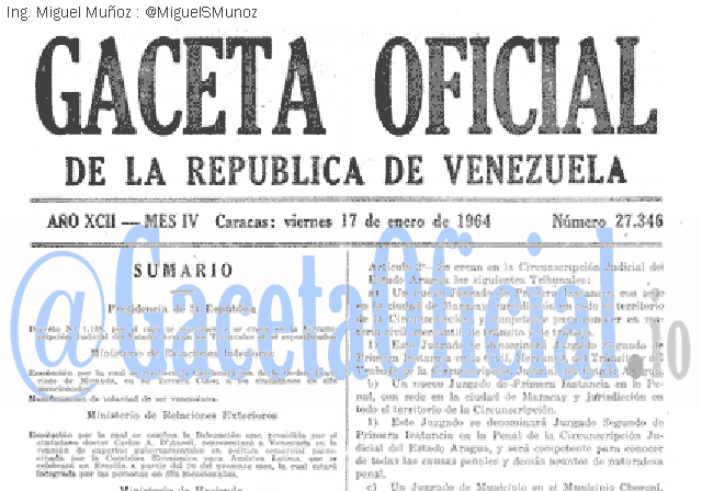 Gaceta Oficial 27346 del 17 Enero 1964