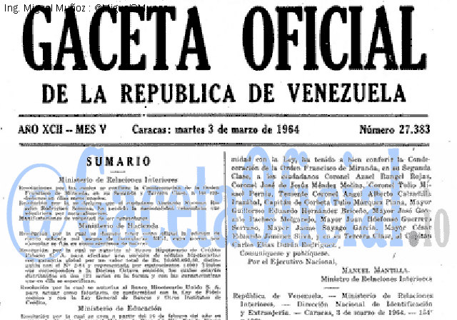 Gaceta Oficial 27383 del 3 Marzo 1964