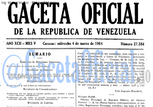Gaceta Oficial 27384 del 4 Marzo 1964