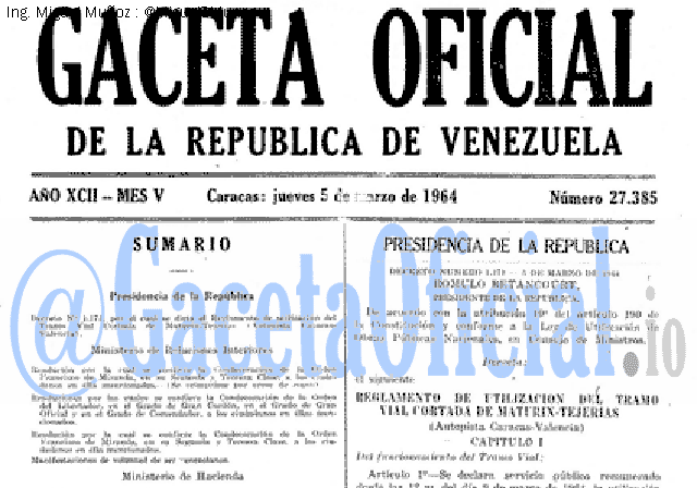 Gaceta Oficial 27385 del 5 Marzo 1964