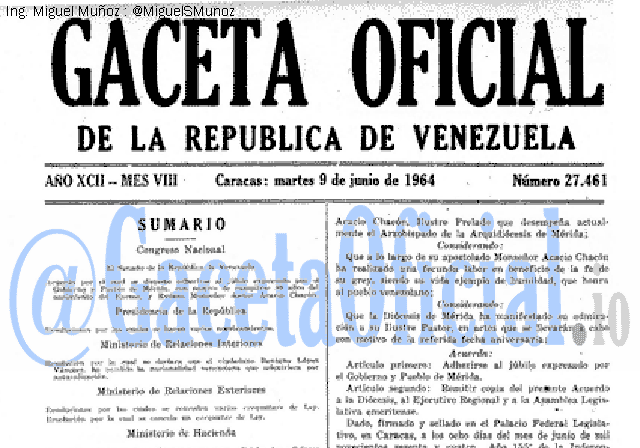Gaceta Oficial 27461 del 9 Junio 1964
