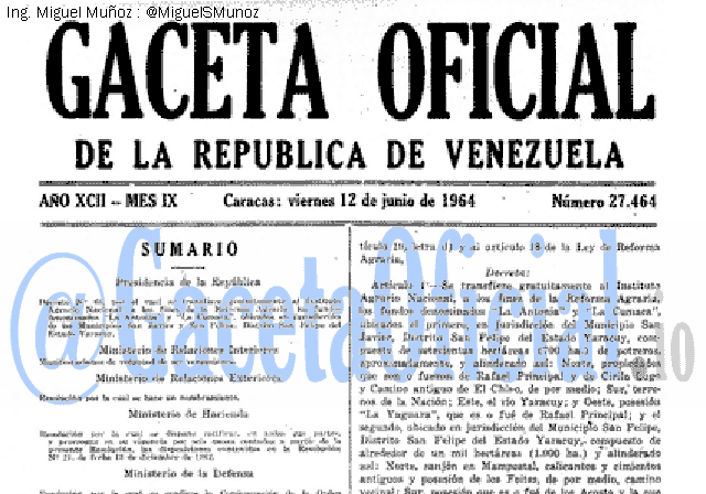 Gaceta Oficial 27464 del 12 Junio 1964