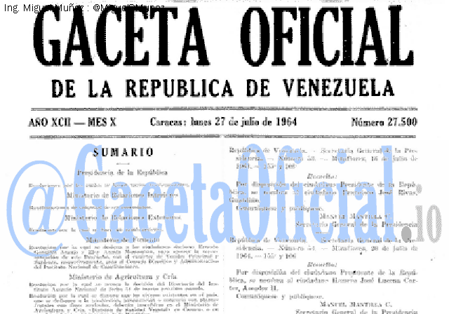 Gaceta Oficial 27500 del 27 Julio 1964