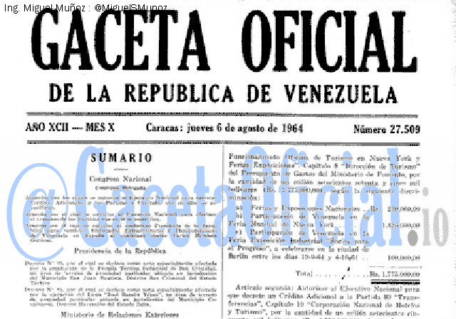 Gaceta Oficial 27509 del 6 Agosto 1964