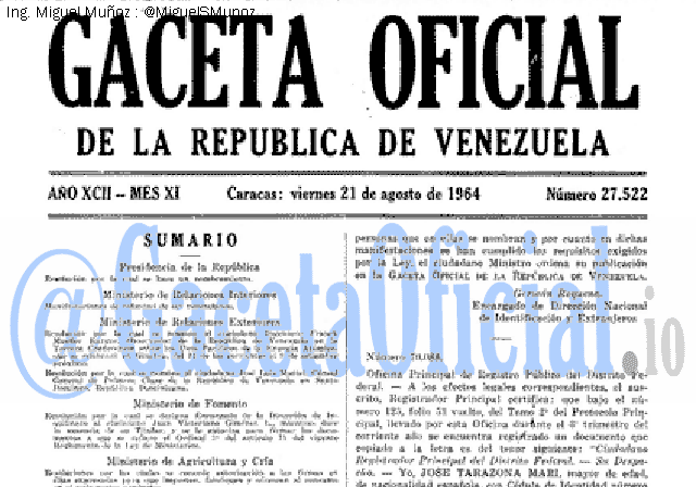 Gaceta Oficial 27522 del 21 Agosto 1964