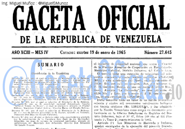 Gaceta Oficial 27645 del 19 Enero 1965