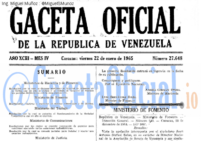 Gaceta Oficial 27648 del 22 Enero 1965