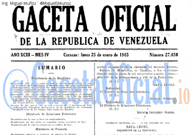 Gaceta Oficial 27650 del 25 Enero 1965