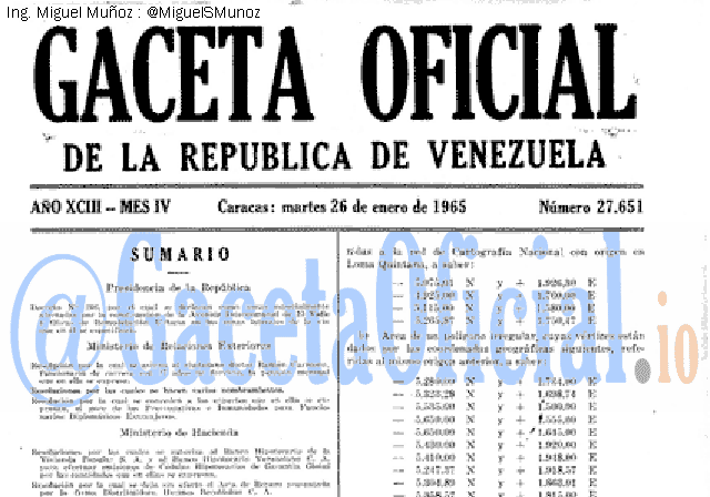 Gaceta Oficial 27651 del 26 Enero 1965