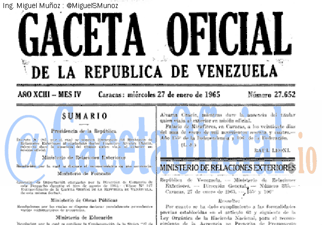 Gaceta Oficial 27652 del 27 Enero 1965