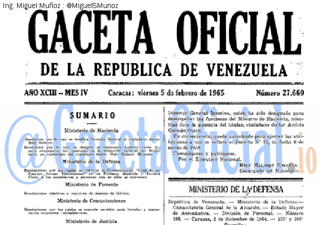 Gaceta Oficial 27660 del 5 Febrero 1965