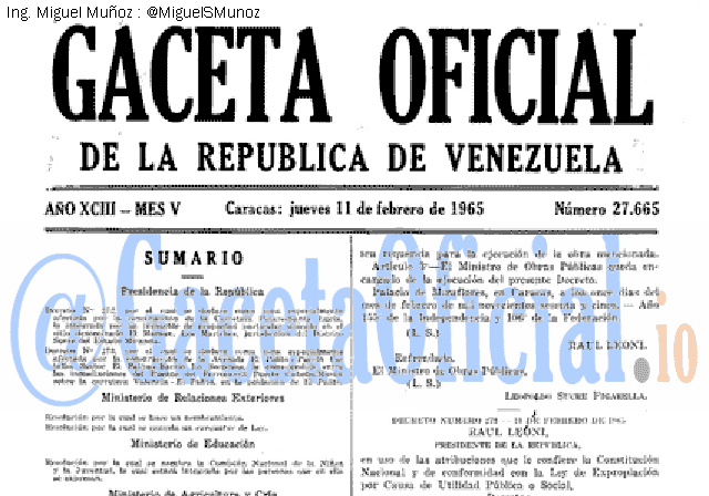 Gaceta Oficial 27665 del 11 Febrero 1965