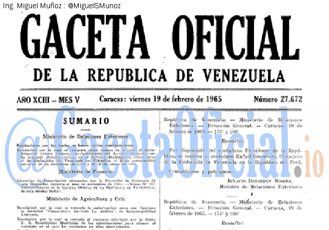 Gaceta Oficial 27672 del 19 Febrero 1965