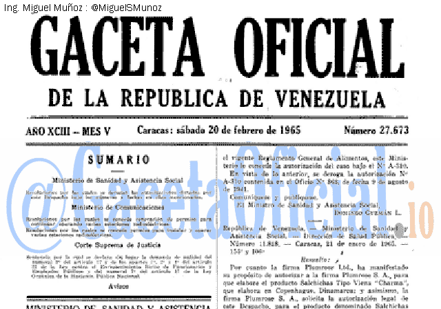 Gaceta Oficial 27673 del 20 Febrero 1965
