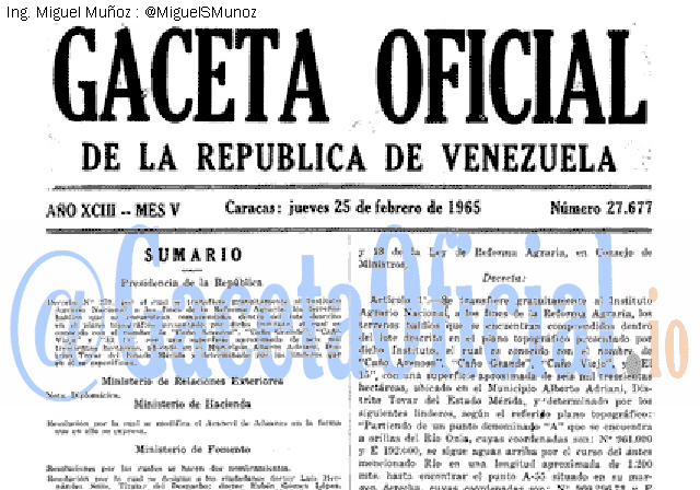 Gaceta Oficial 27677 del 25 Febrero 1965