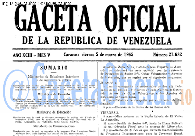 Gaceta Oficial 27682 del 5 Marzo 1965