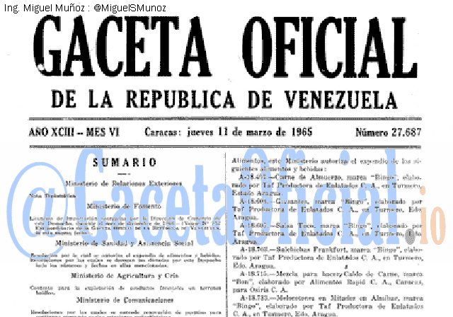Gaceta Oficial 27687 del 11 Marzo 1965