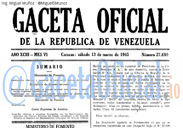 Gaceta Oficial 27689 del 13 Marzo 1965