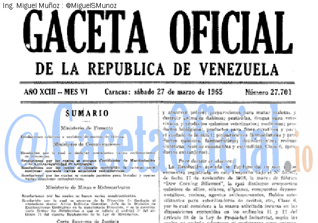 Gaceta Oficial 27701 del 27 Marzo 1965
