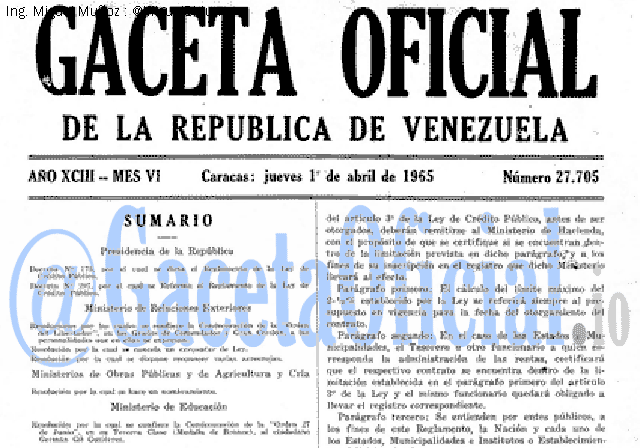 Gaceta Oficial 27705 del 1 Abril 1965
