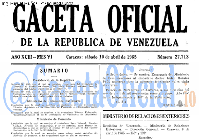 Gaceta Oficial 27713 del 10 Abril 1965