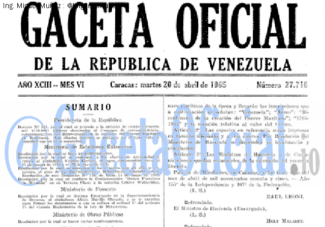 Gaceta Oficial 27716 del 20 Abril 1965