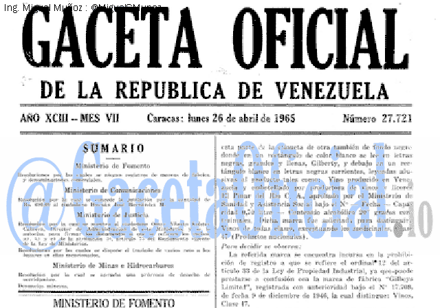 Gaceta Oficial 27721 del 26 Abril 1965