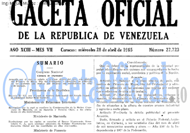 Gaceta Oficial 27723 del 28 Abril 1965