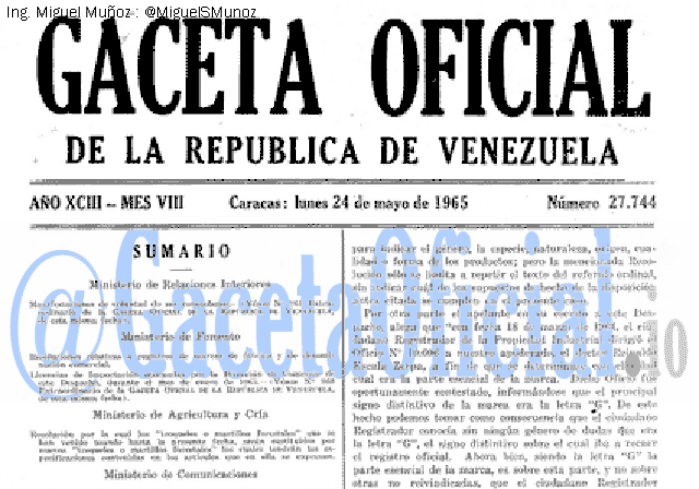 Gaceta Oficial 27744 del 24 Mayo 1965