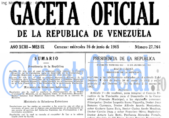 Gaceta Oficial 27764 del 16 Junio 1965