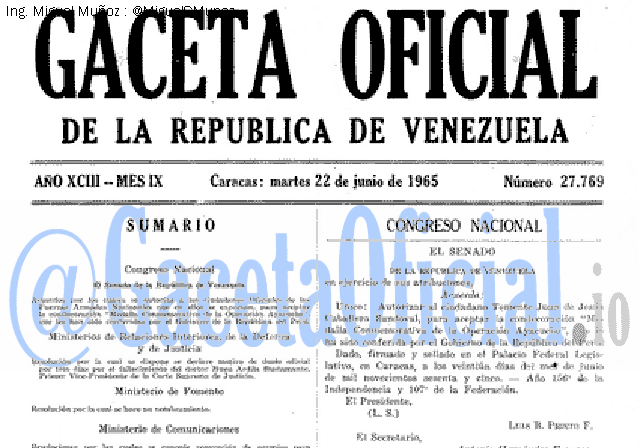 Gaceta Oficial 27769 del 22 Junio 1965