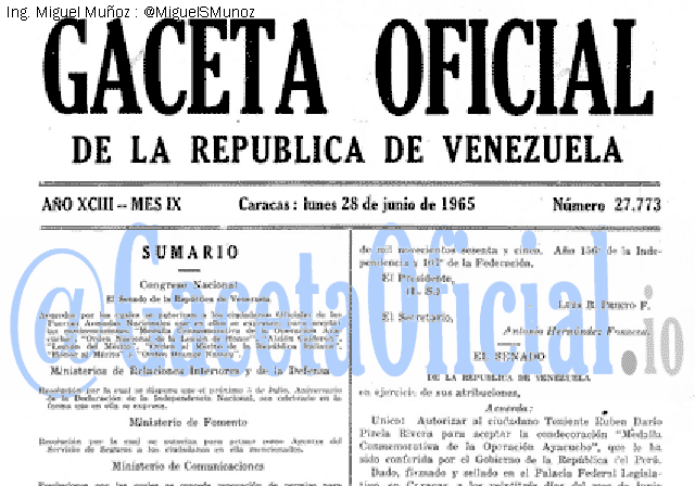 Gaceta Oficial 27773 del 28 Junio 1965