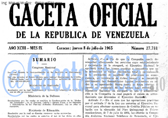 Gaceta Oficial 27781 del 8 Julio 1965