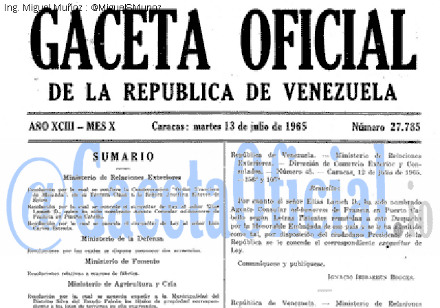 Gaceta Oficial 27785 del 13 Julio 1965