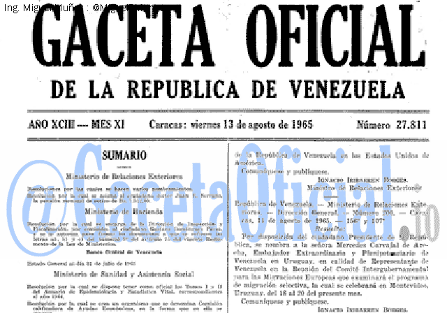 Gaceta Oficial 27811 del 13 Agosto 1965