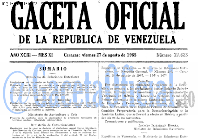 Gaceta Oficial 27823 del 27 Agosto 1965