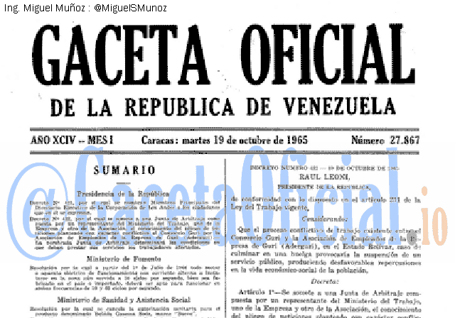 Gaceta Oficial 27867 del 19 Octubre 1965