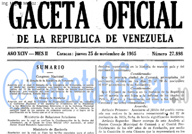 Gaceta Oficial 27898 del 25 Noviembre 1965