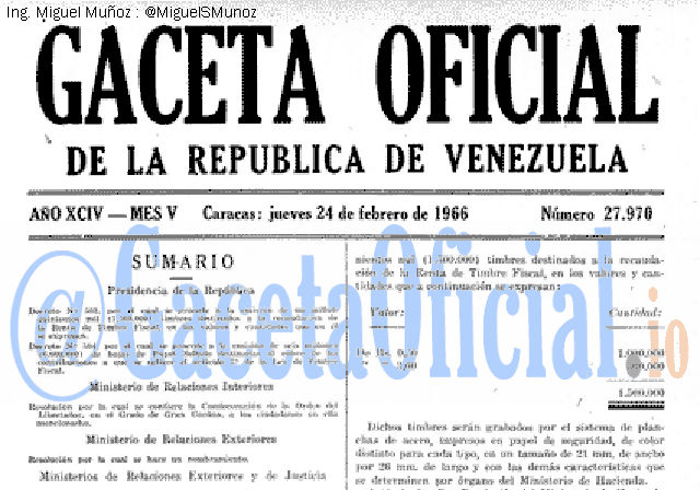 Gaceta Oficial 27970 del 24 Febrero 1966